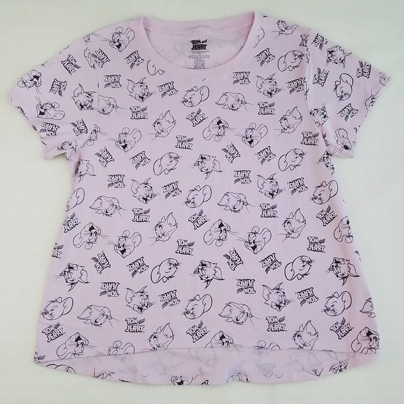 Tom and Jerry Plus Size‎ Graphic Tee 3X in Pink and Black Short Sleeve Crew Neck - Picture 1 of 8